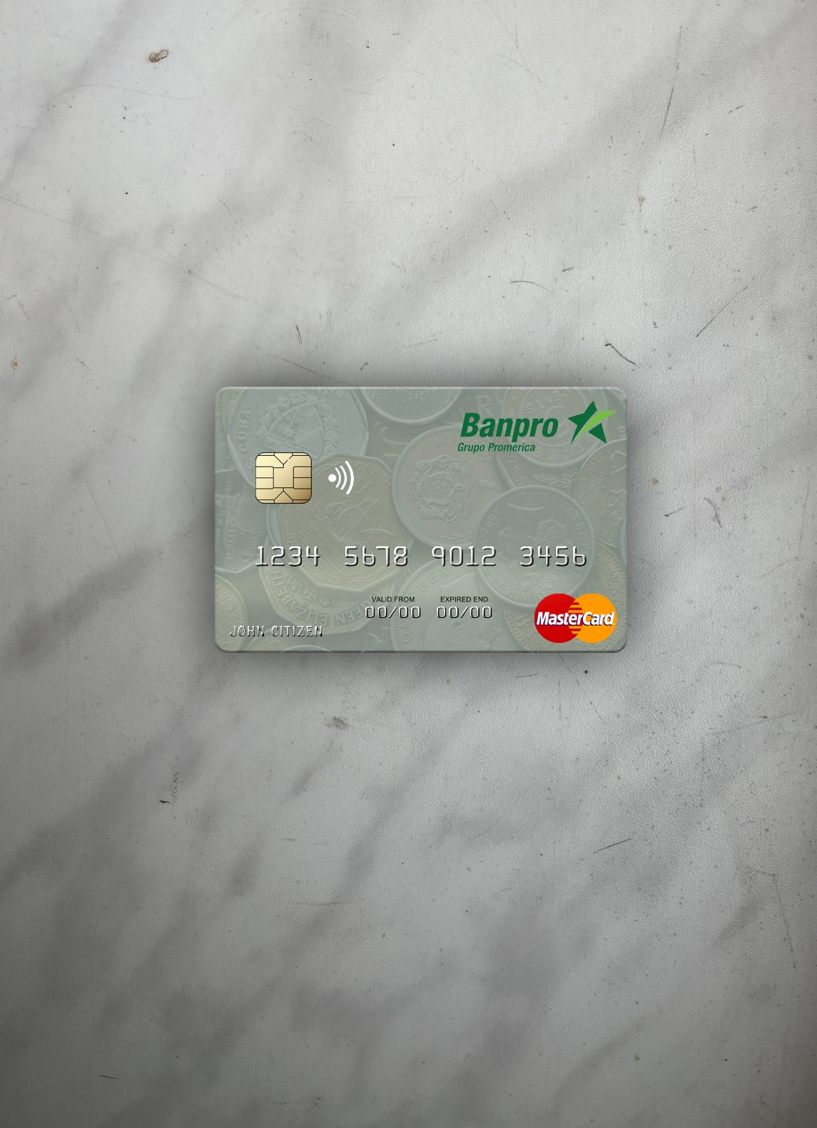 Download Nicaragua Banco de la Producción mastercard photolook front Photoshop template